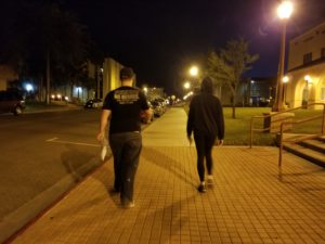 Justin Bennett and Katherine Orozco-Verderber making the walk