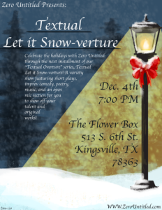 Official "Let It Snow-verture" flyer, design by Merideth Harvey.